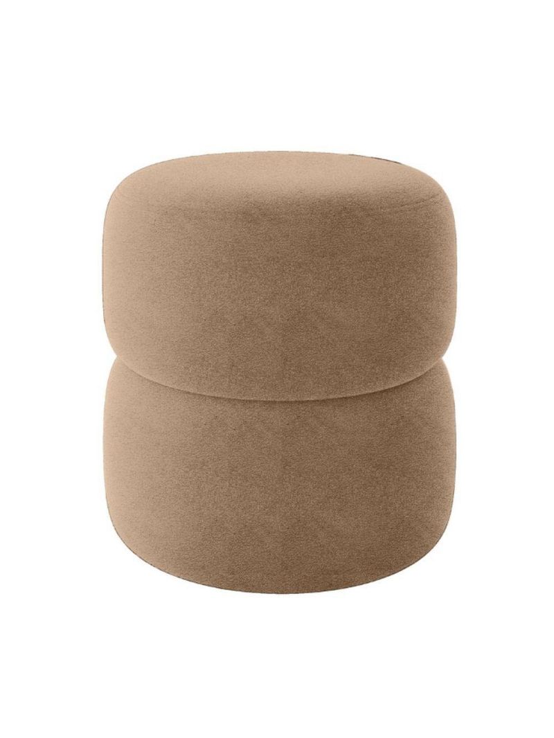 Kit 2 Poltrona Decorativa Puff Sala Moderno Escritório Maia Bouclé Bege