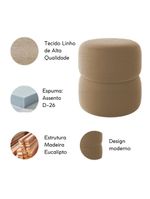 Kit 2 Poltrona Decorativa Puff Sala Moderno Escritório Lana Linho Bege