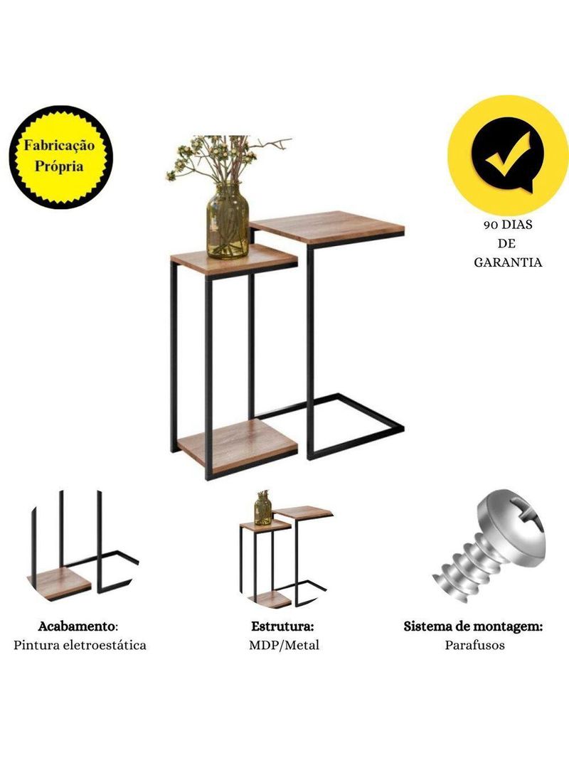 Conjunto Mesa Lateral E Apoio Aurora Demolição Preto