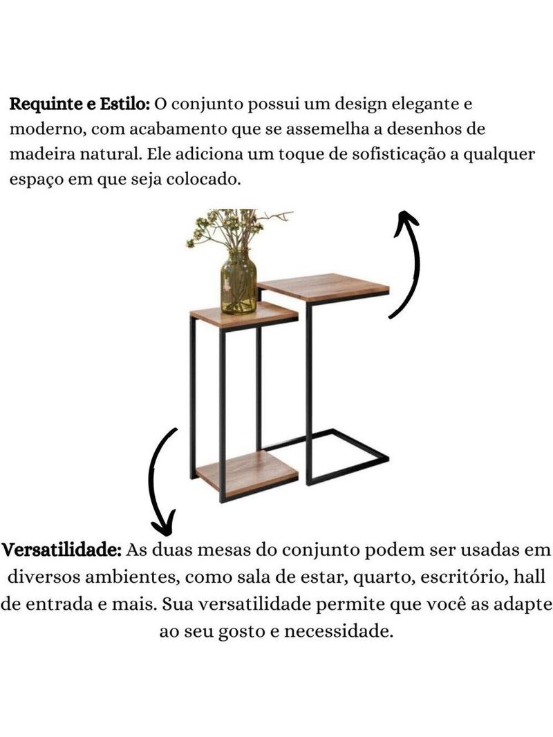Conjunto Mesa Lateral E Apoio Aurora Demolição Preto