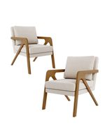 Kit 2 Poltrona Decorativa Moderna Para Sala Escritório Xangai Bouclé Bege