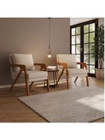 Kit 2 Poltrona Decorativa Moderna Para Sala Escritório Xangai Bouclé Bege