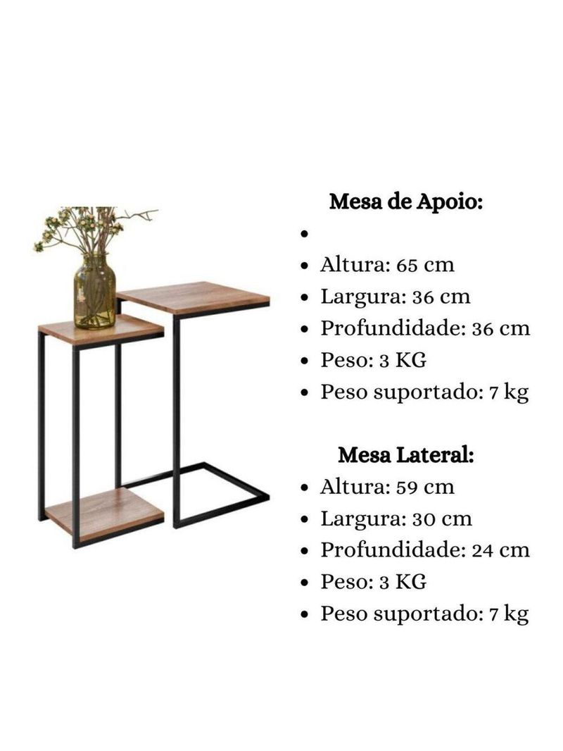 Conjunto Mesa Lateral E Apoio Aurora Demolição Preto