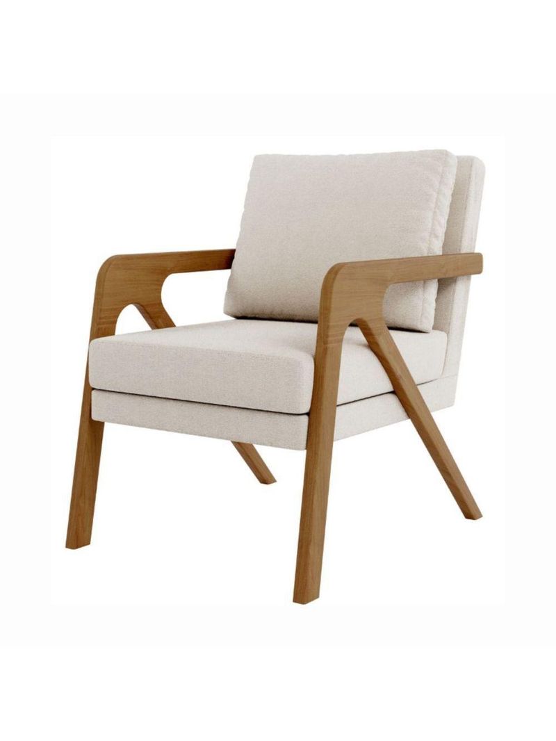 Kit 2 Poltrona Decorativa Moderna Para Sala Escritório Xangai Bouclé Bege