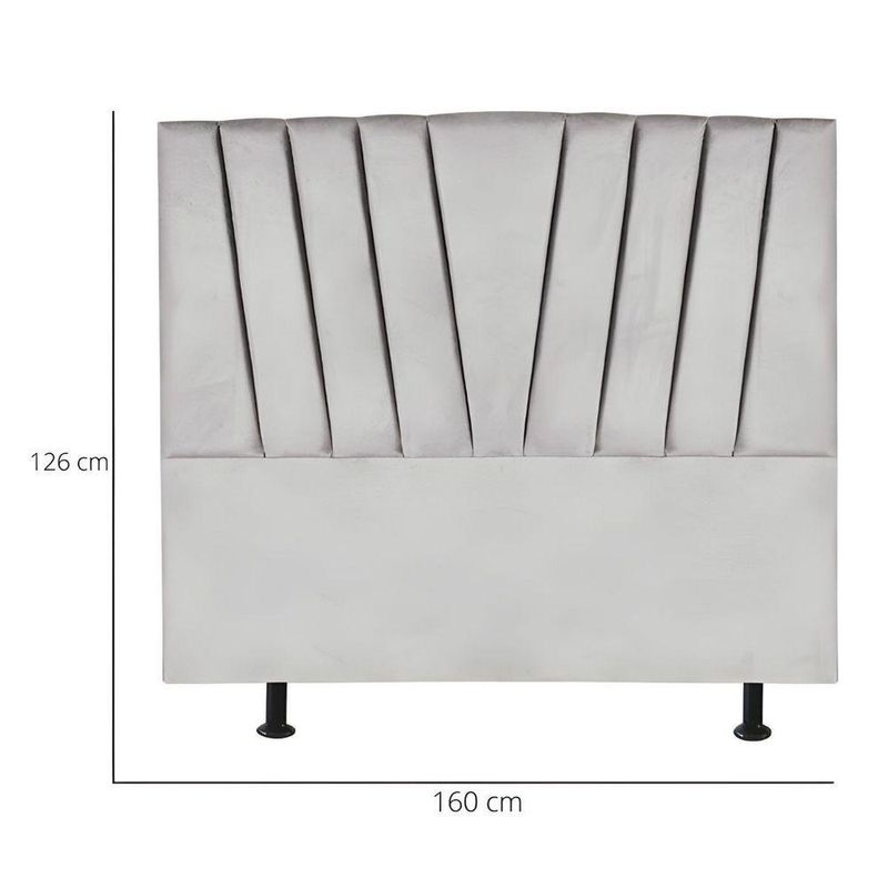 Cabeceira Estofada Cama Casal Queen Size 160 Cm Louise Suede Cinza Claro