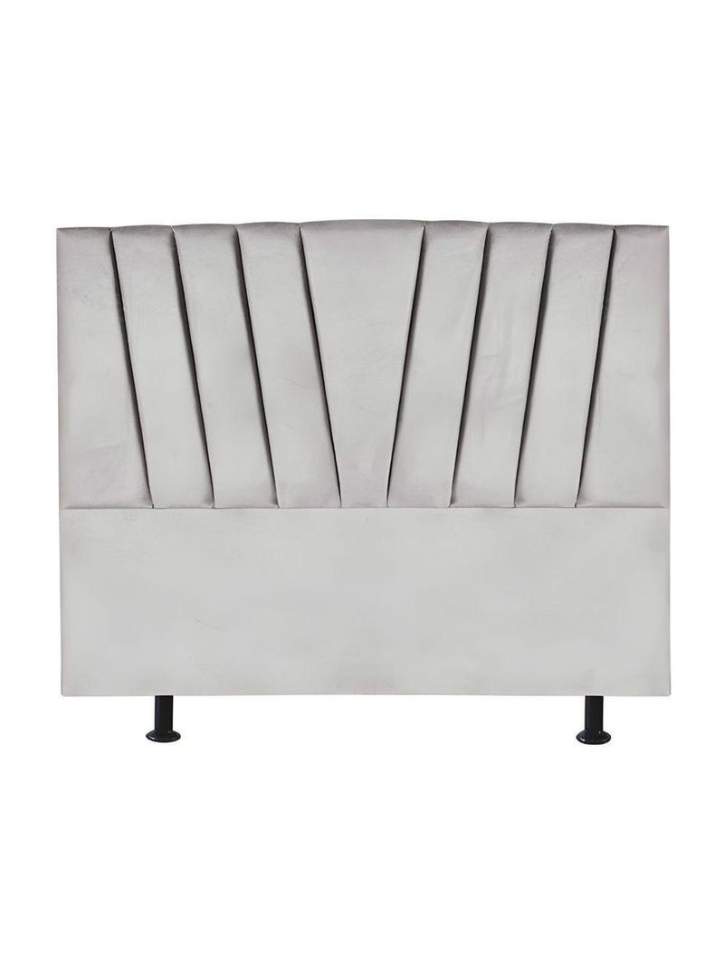Cabeceira Estofada Cama Casal Queen Size 160 Cm Louise Suede Cinza Claro