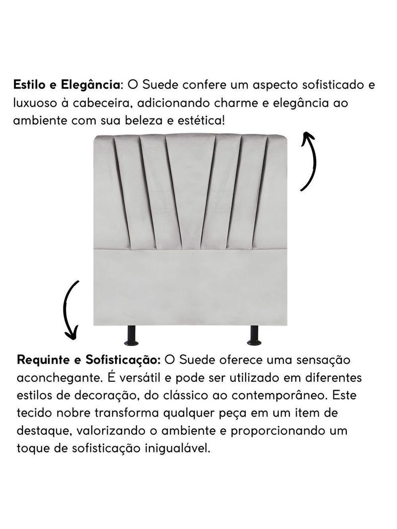Cabeceira Estofada Cama Casal Queen Size 160 Cm Louise Suede Cinza Claro
