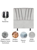 Cabeceira Estofada Cama Casal Queen Size 160 Cm Louise Suede Cinza Claro