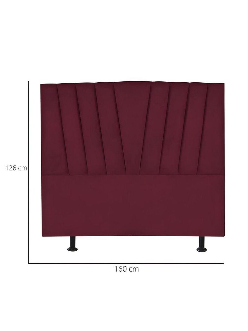 Cabeceira Estofada Cama Casal Queen Size 160 Cm Louise Suede Bordô