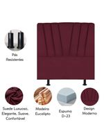 Cabeceira Estofada Cama Casal Queen Size 160 Cm Louise Suede Bordô