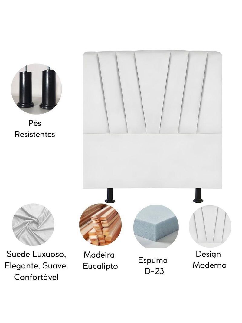 Cabeceira Estofada Cama Casal Queen Size 160 Cm Louise Suede Branco