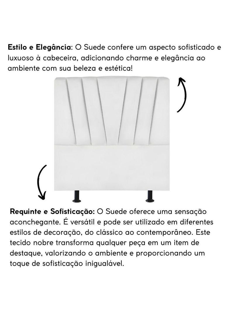 Cabeceira Estofada Cama Casal Queen Size 160 Cm Louise Suede Branco