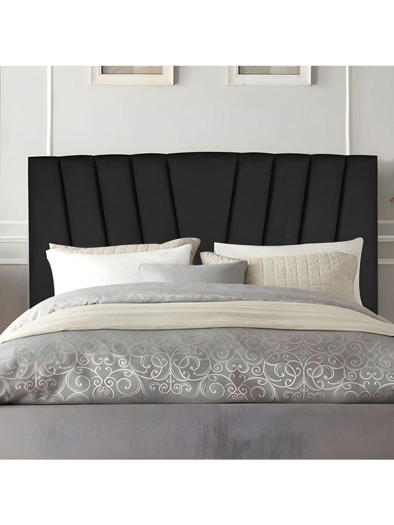 Cabeceira Estofada Cama Casal Queen Size 160 Cm Louise Suede Preto