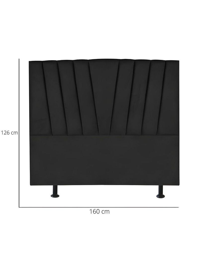 Cabeceira Estofada Cama Casal Queen Size 160 Cm Louise Suede Preto