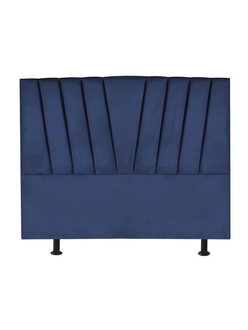 Cabeceira Estofada Cama Casal Queen Size 160 Cm Louise Suede Azul Marinho