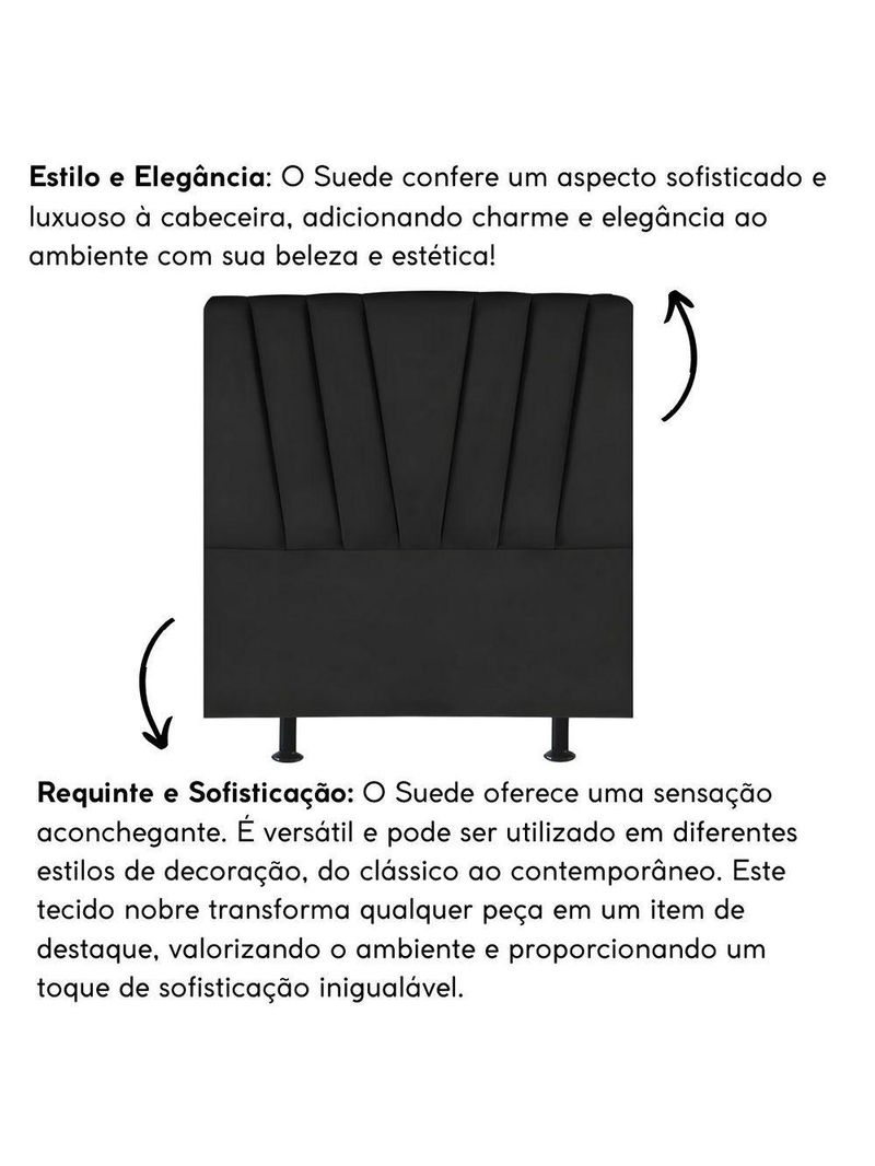 Cabeceira Estofada Cama Casal Queen Size 160 Cm Louise Suede Preto