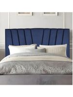 Cabeceira Estofada Cama Casal Queen Size 160 Cm Louise Suede Azul Marinho