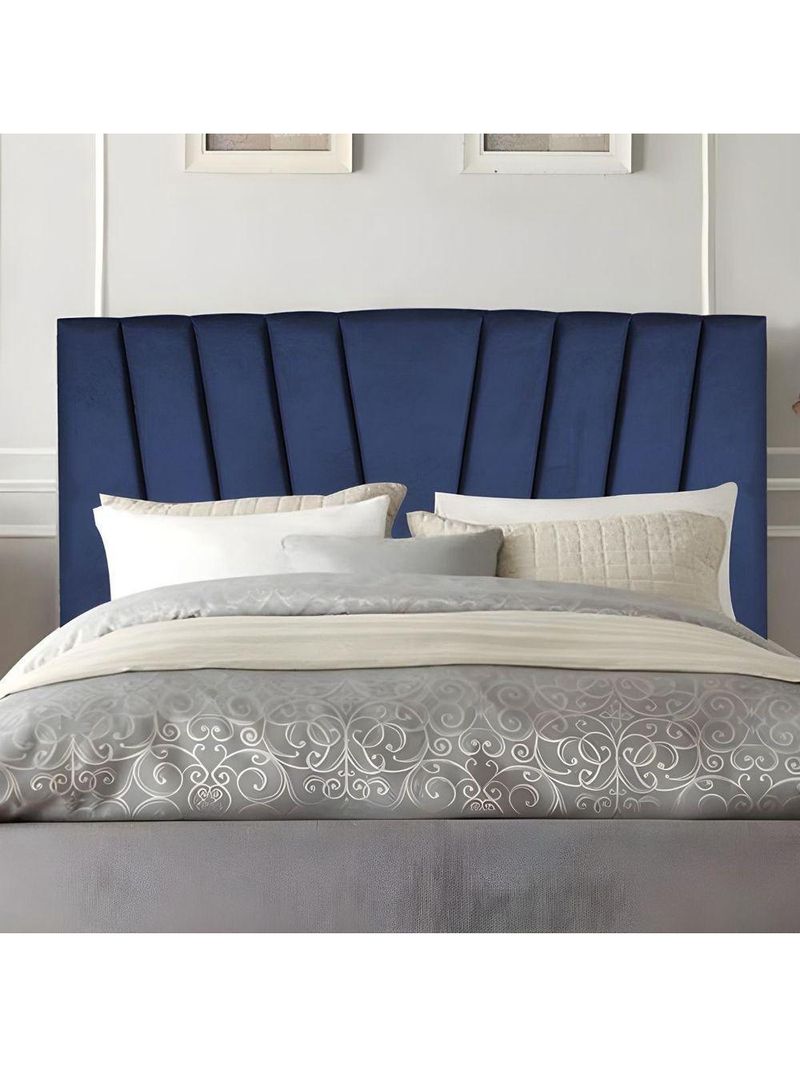 Cabeceira Estofada Cama Casal Queen Size 160 Cm Louise Suede Azul Marinho