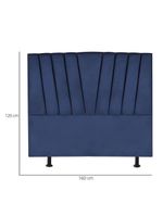 Cabeceira Estofada Cama Casal Queen Size 160 Cm Louise Suede Azul Marinho