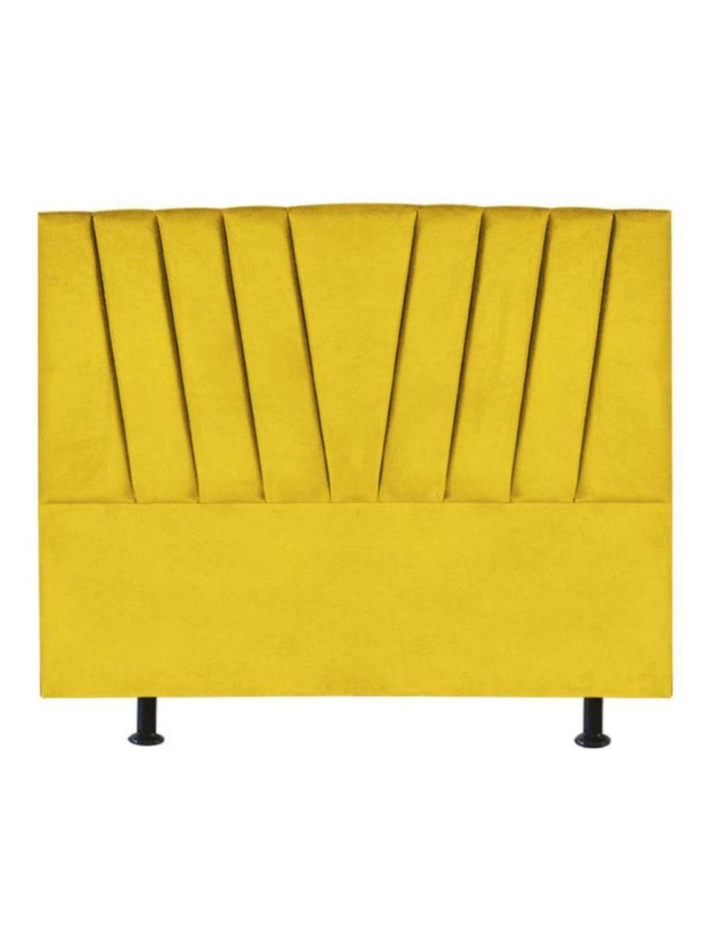 Cabeceira Estofada Cama Casal Queen Size 160 Cm Louise Suede amarelo