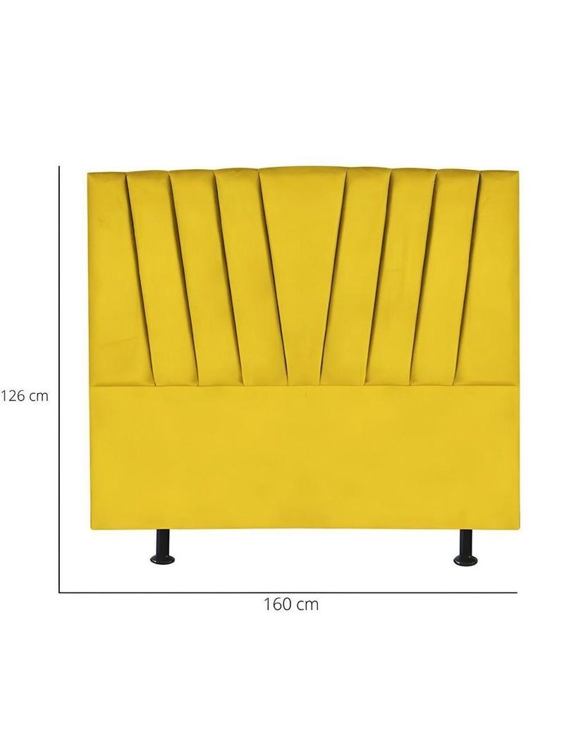 Cabeceira Estofada Cama Casal Queen Size 160 Cm Louise Suede amarelo