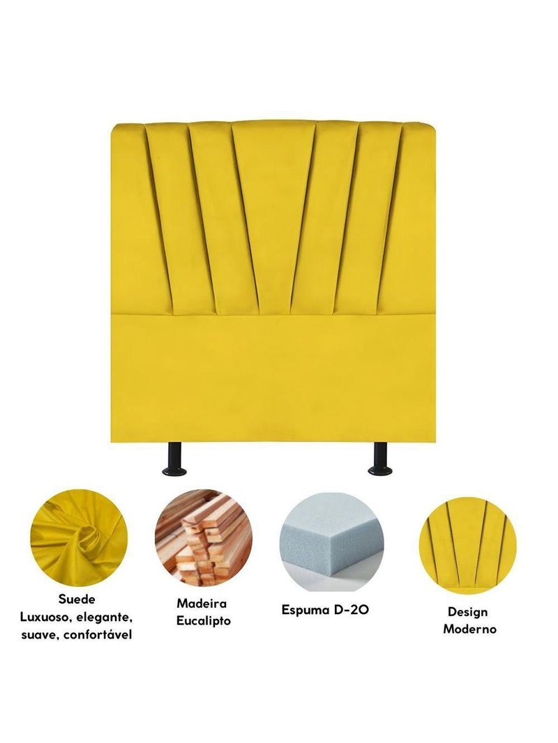 Cabeceira Estofada Cama Casal Queen Size 160 Cm Louise Suede amarelo