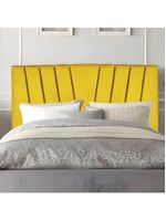Cabeceira Estofada Cama Casal Queen Size 160 Cm Louise Suede amarelo