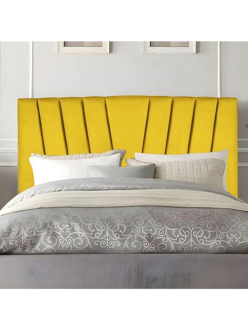 Cabeceira Estofada Cama Casal Queen Size 160 Cm Louise Suede amarelo