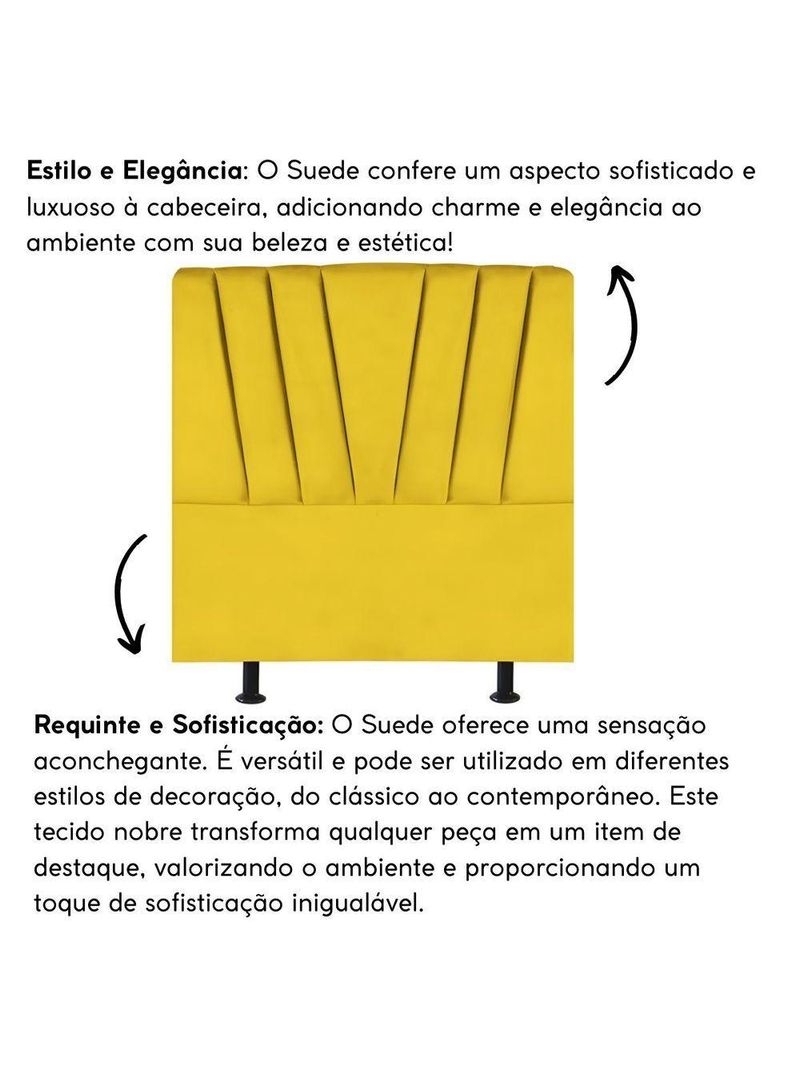 Cabeceira Estofada Cama Casal Queen Size 160 Cm Louise Suede amarelo