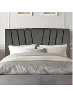 Cabeceira Estofada Cama Casal Queen Size 160 Cm Louise Corino cinza