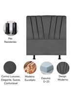 Cabeceira Estofada Cama Casal Queen Size 160 Cm Louise Corino cinza