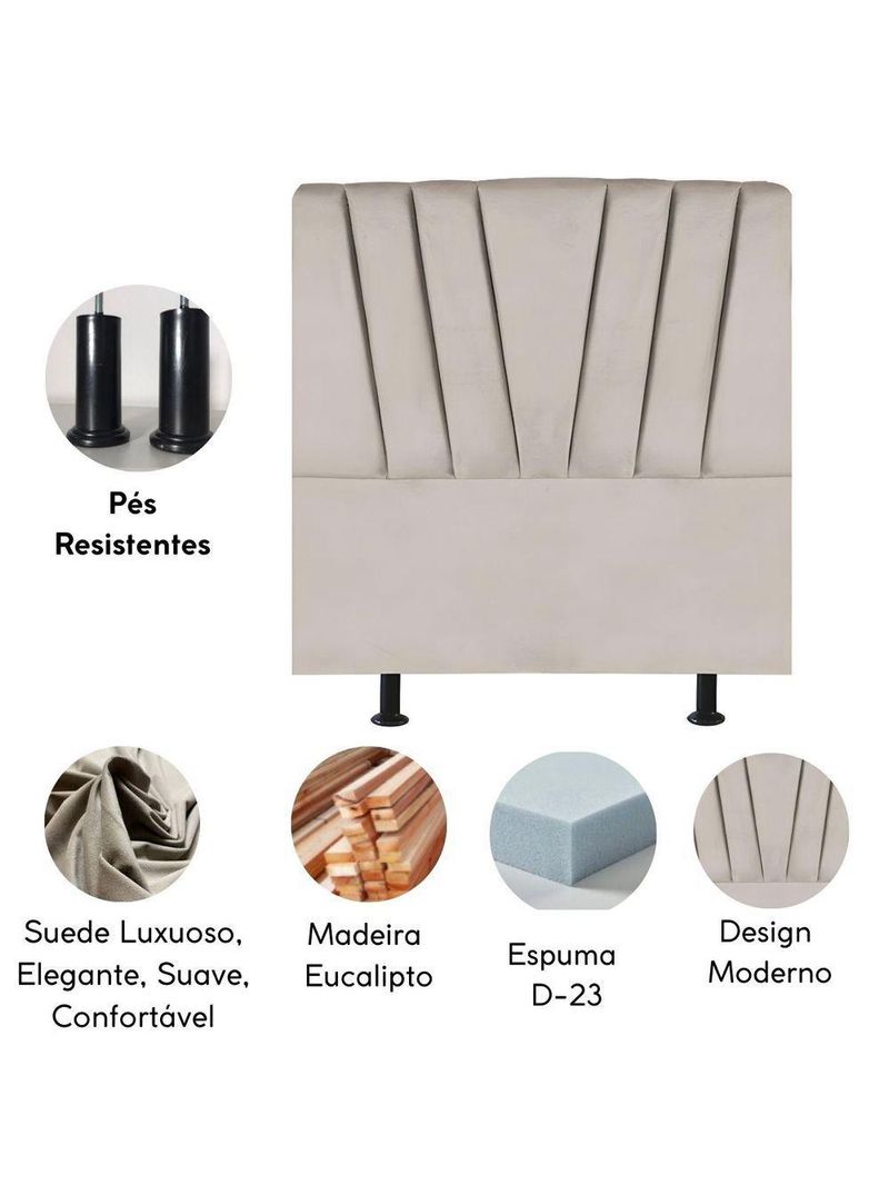 Cabeceira Estofada Cama Casal Queen Size 160 Cm Louise Suede Bege