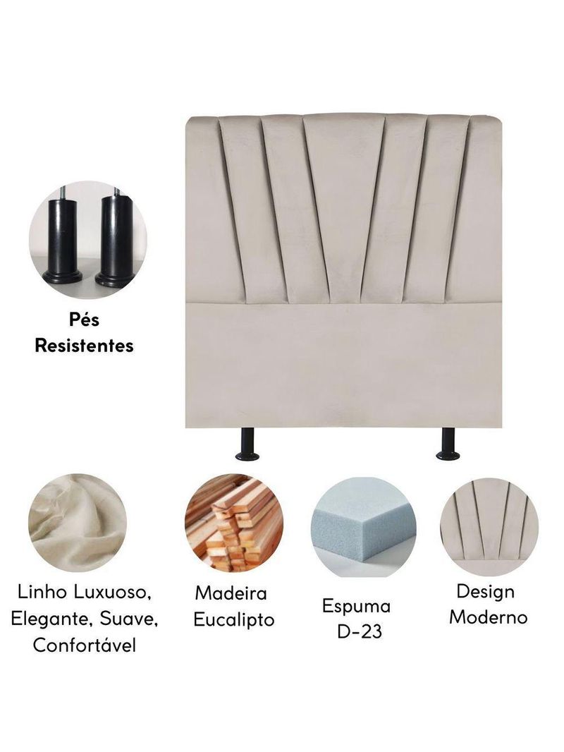 Cabeceira Estofada Cama Casal Queen Size 160 Cm Louise Linho Bege