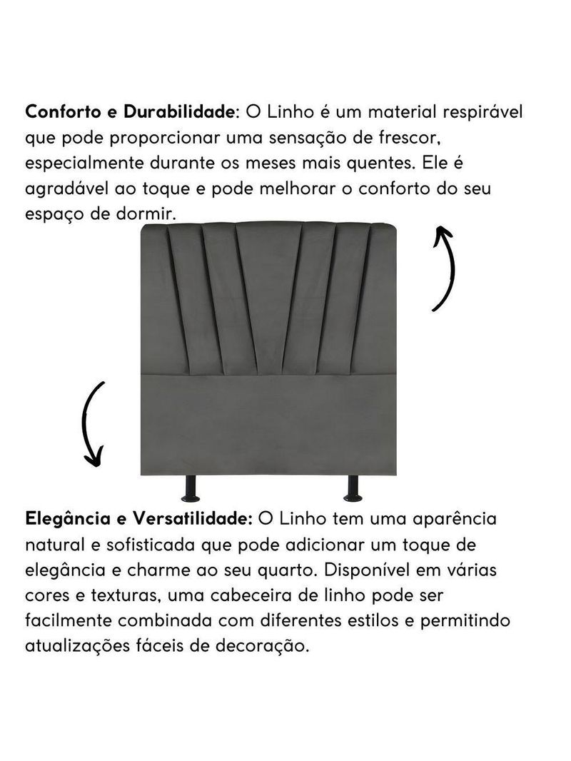 Cabeceira Estofada Cama Casal Queen Size 160 Cm Louise Linho Cinza