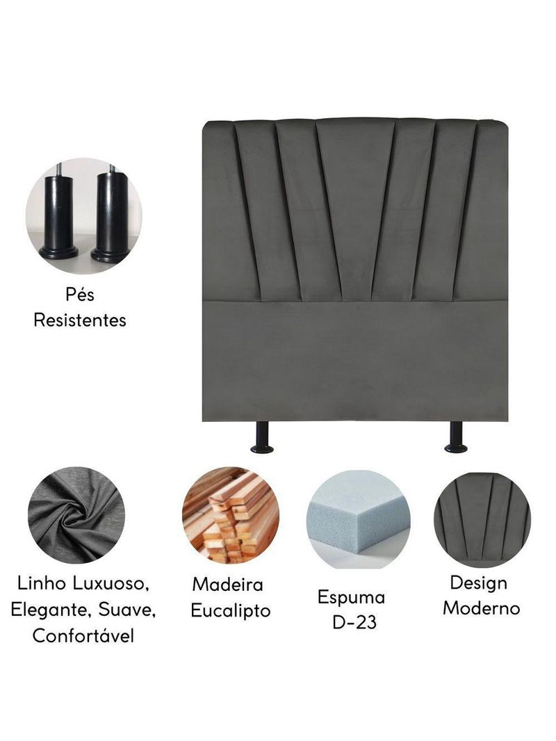 Cabeceira Estofada Cama Casal Queen Size 160 Cm Louise Linho Cinza