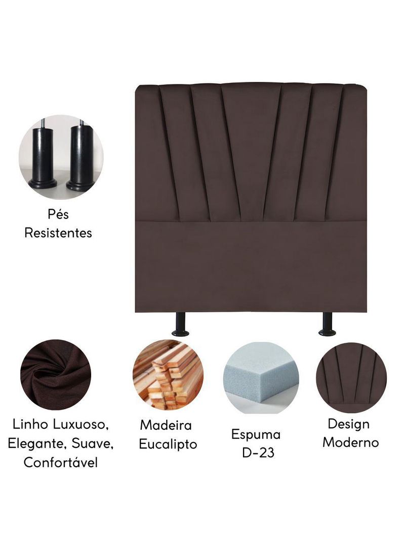 Cabeceira Estofada Cama Casal Queen Size 160 Cm Louise Linho Marrom