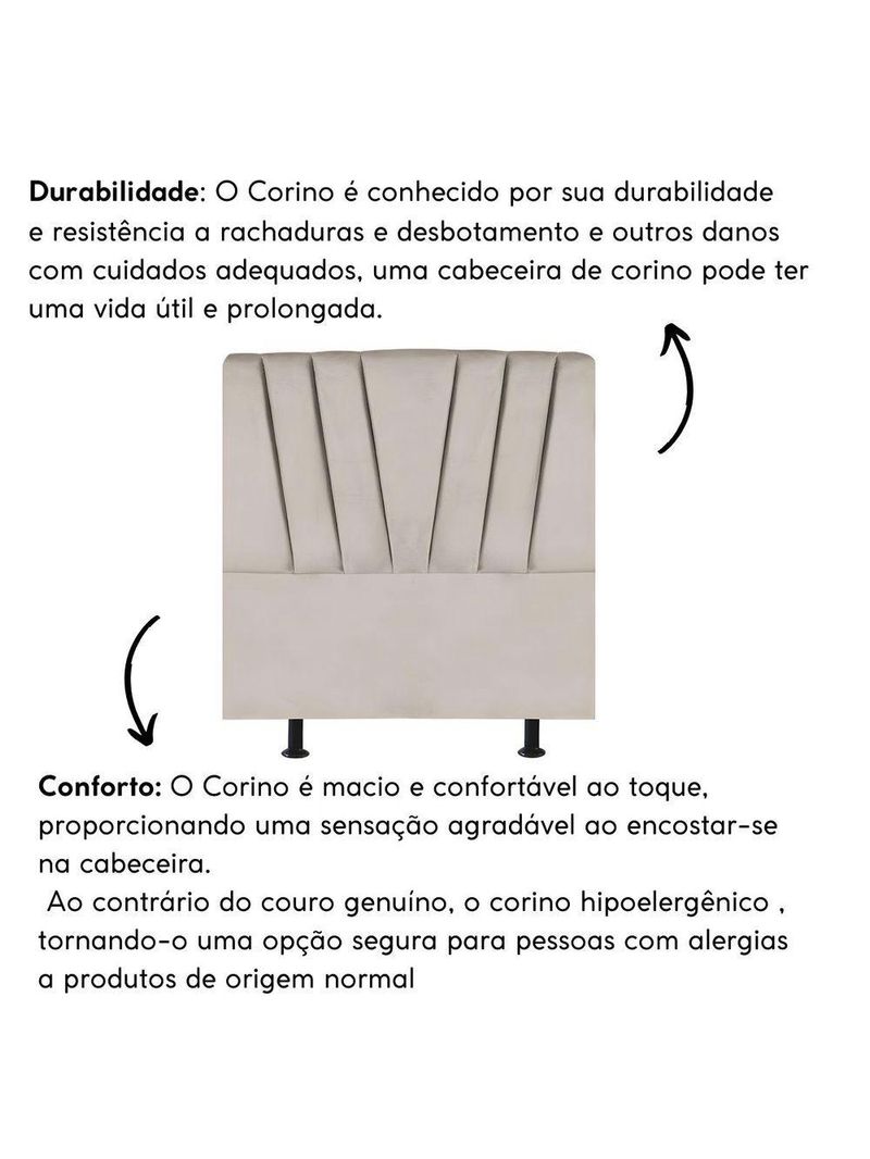 Cabeceira Estofada Cama Casal Queen Size 160 Cm Louise Corino Bege
