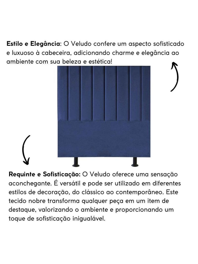 Cabeceira Estofada Cama Casal Queen Size 160 Cm Laura Veludo Azul Marinho
