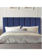 Cabeceira Estofada Cama Casal Queen Size 160 Cm Laura Veludo Azul Marinho