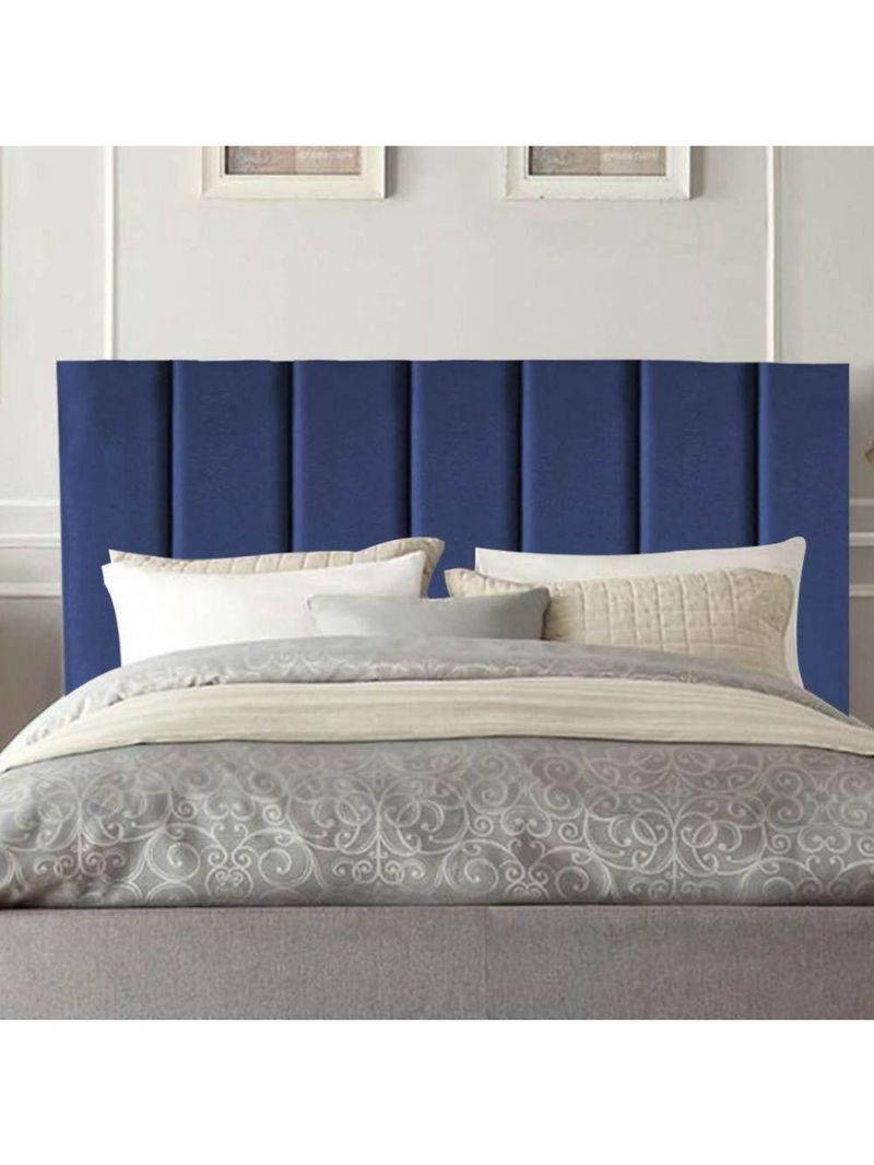 Cabeceira Estofada Cama Casal Queen Size 160 Cm Laura Veludo Azul Marinho