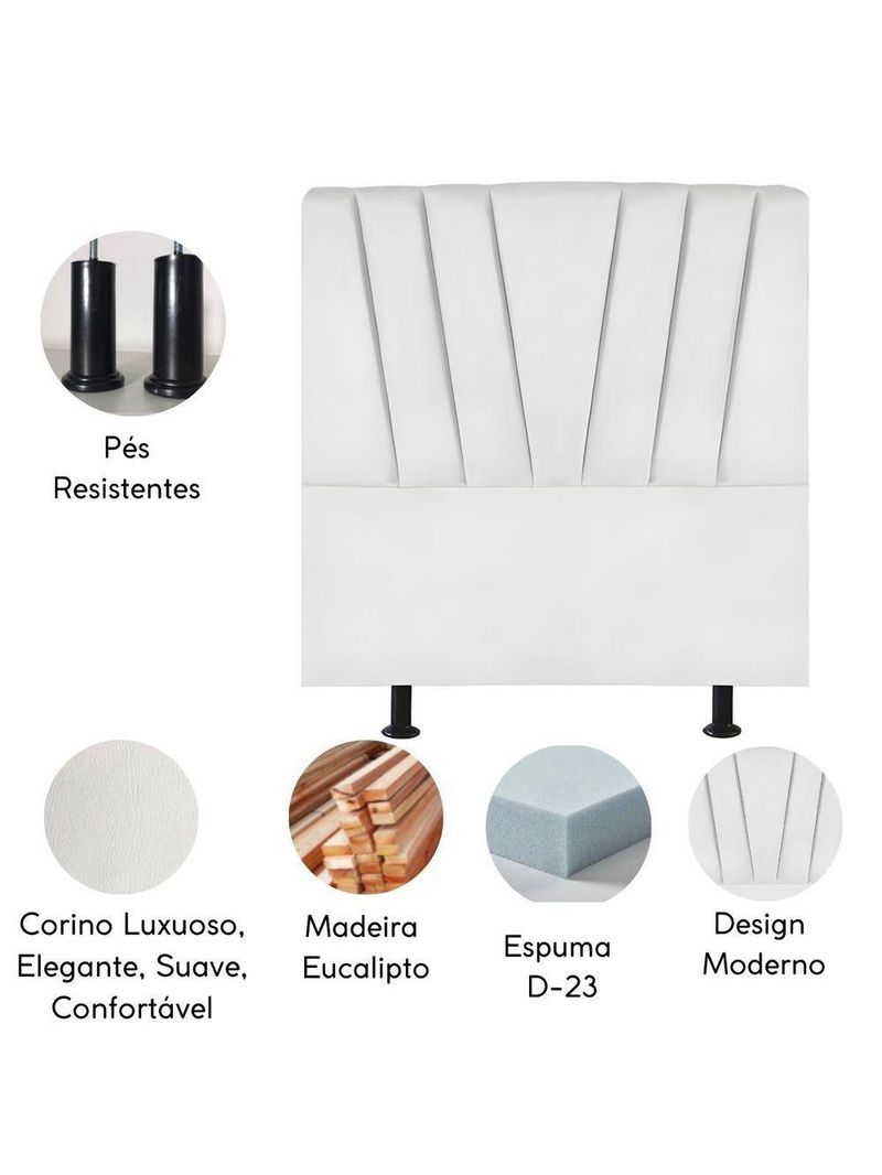 Cabeceira Estofada Cama Casal Queen Size 160 Cm Louise Corino Branco