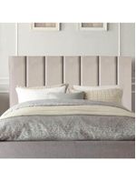 Cabeceira Estofada Cama Casal Queen Size 160 Cm Laura Suede Bege