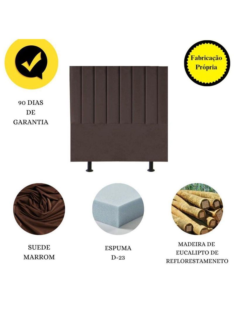 Cabeceira Estofada Cama Casal 140 Cm Lívia Suede E Frame Marrom