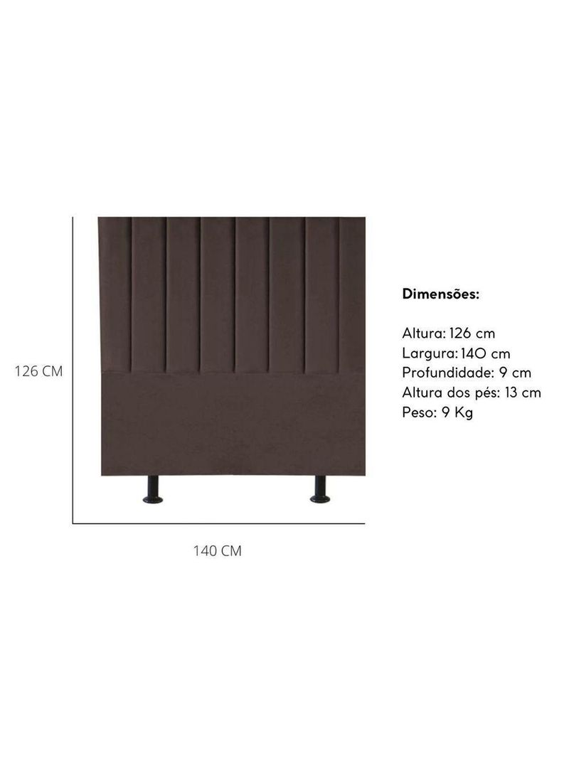 Cabeceira Estofada Cama Casal 140 Cm Lívia Suede E Frame Marrom