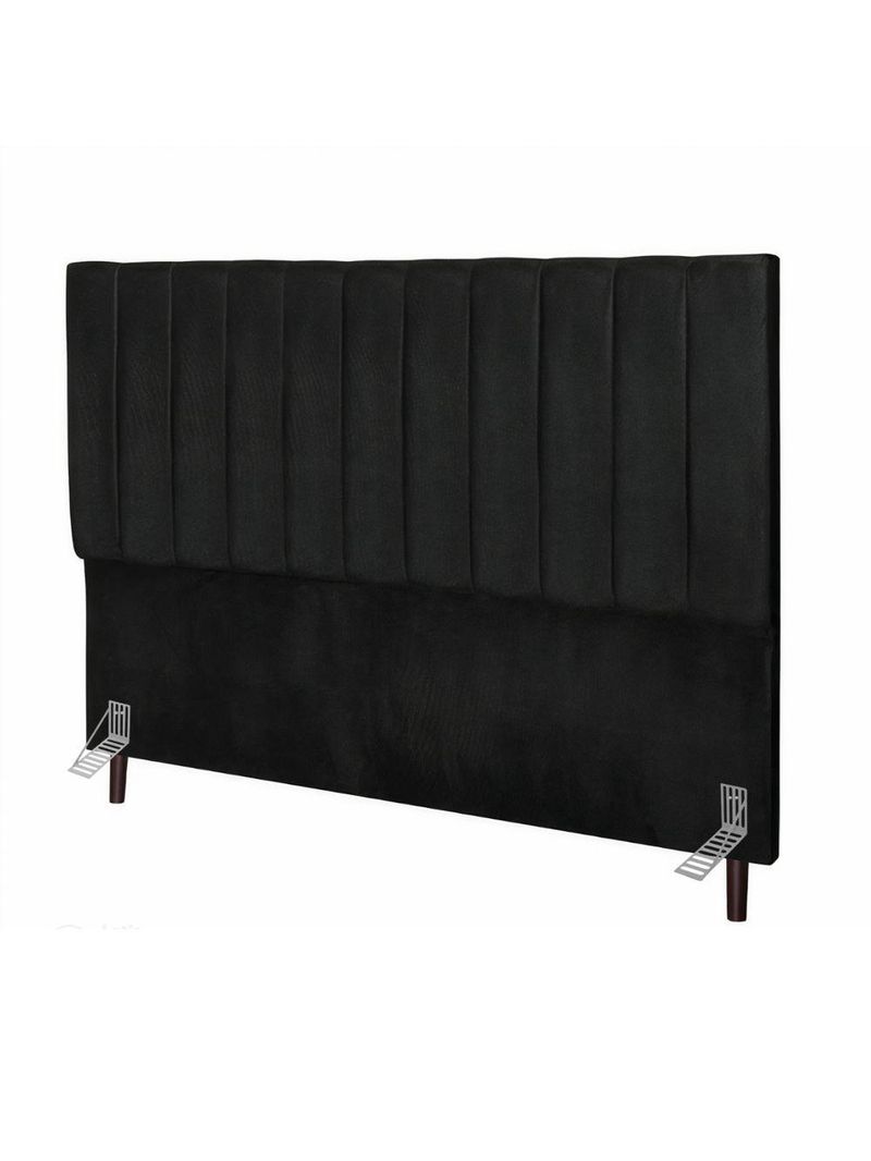 Cabeceira Estofada Cama Casal 140 Cm Lívia Veludo E Frame Preto