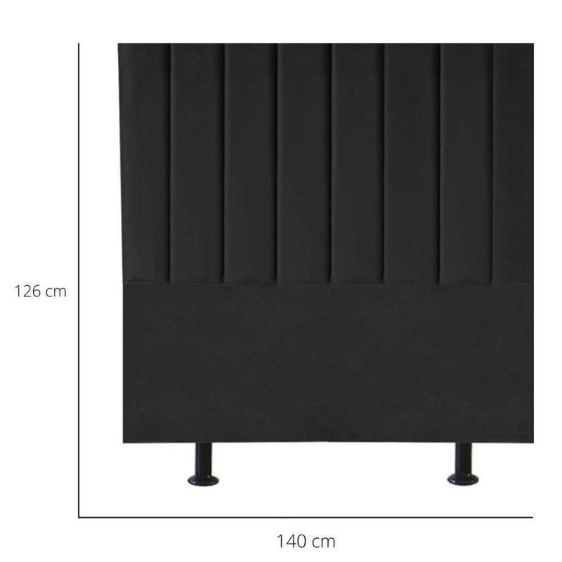 Cabeceira Estofada Cama Casal 140 Cm Lívia Veludo E Frame Preto