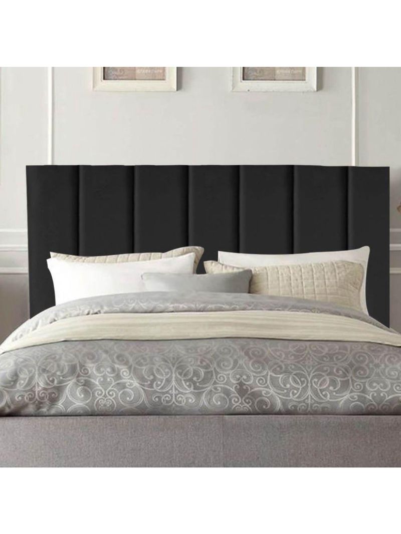 Cabeceira Estofada Cama Casal 140 Cm Lívia Veludo E Frame Preto