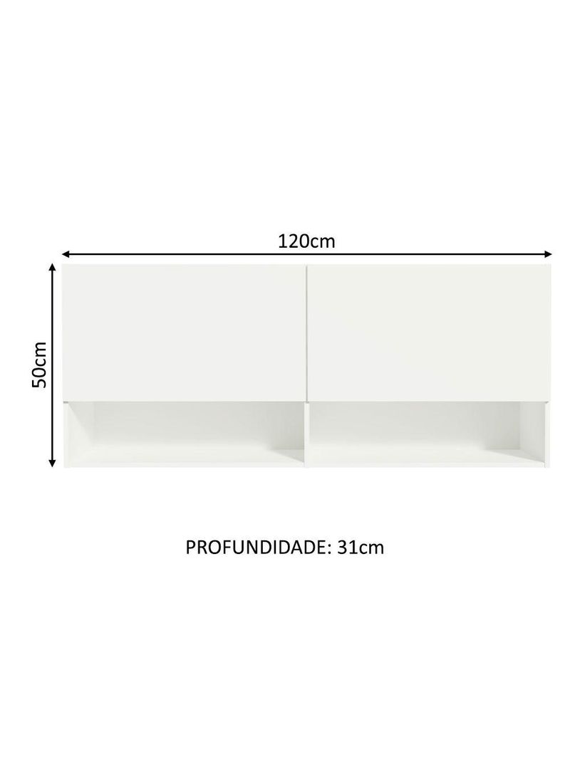 Armário aéreo para escritório com nicho e prateleira 120cm branco madesa