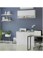 Armário aéreo para escritório com nicho e prateleira 120cm branco madesa