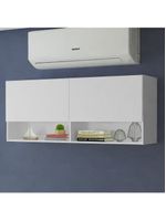 Armário aéreo para escritório com nicho e prateleira 120cm branco madesa